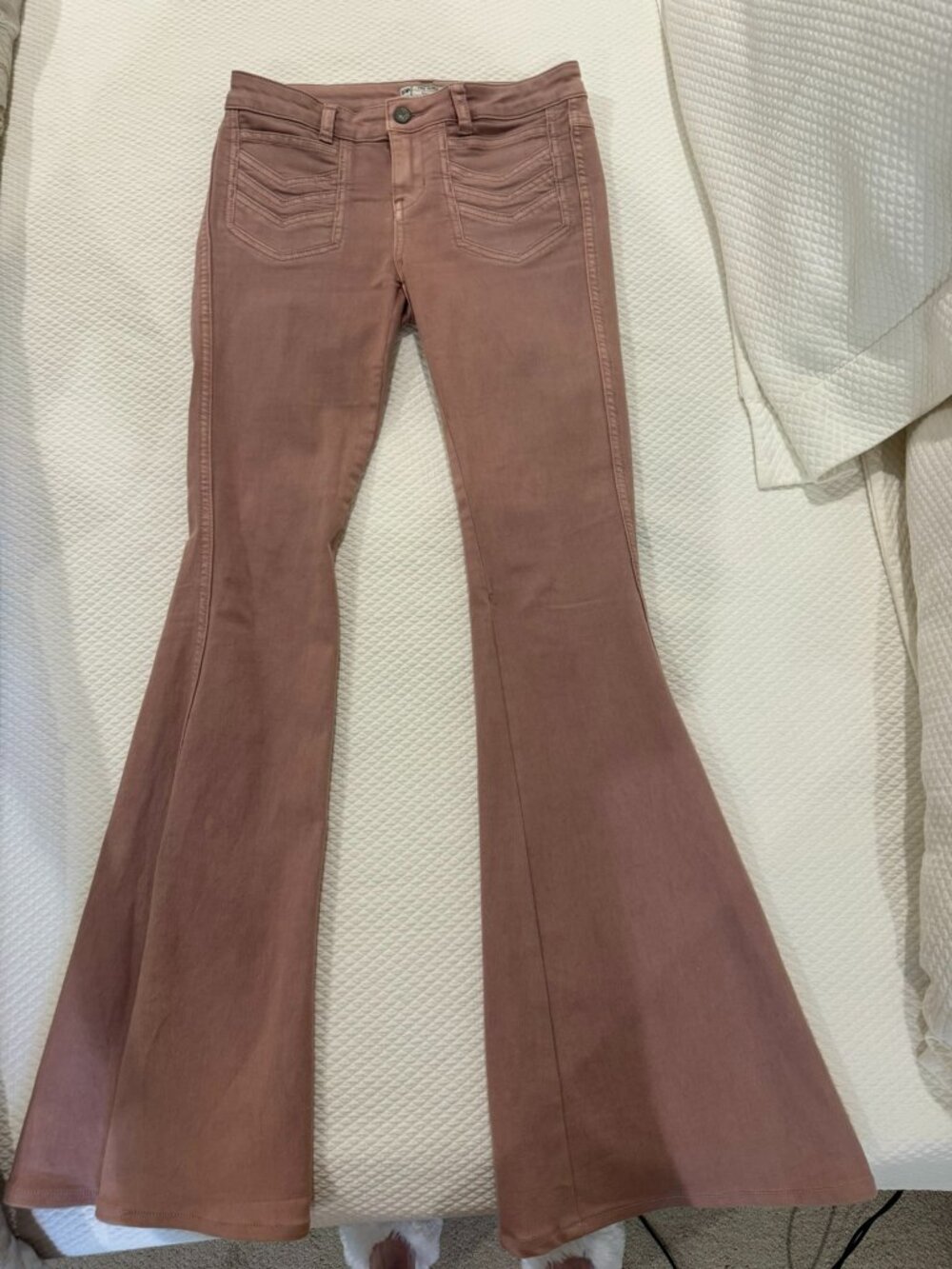 Blush Pink Free People Bell Bottom Jeans